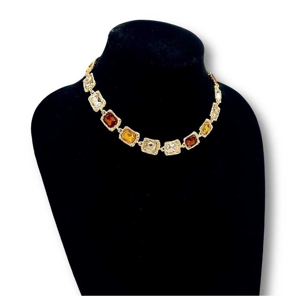 WARM HUES Designer Gemstone Statement Necklace & Earrings Set | NWT - Picture 4 of 16